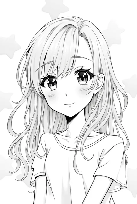 Monochrome manga art style, enchanting anime woman, striking heterochromia eyes, one eye deep blue and the other vivid green, soft  features, delicate blushing cheeks, playful smile highlighting her charming personality, flowing hair cascading in waves, ex...