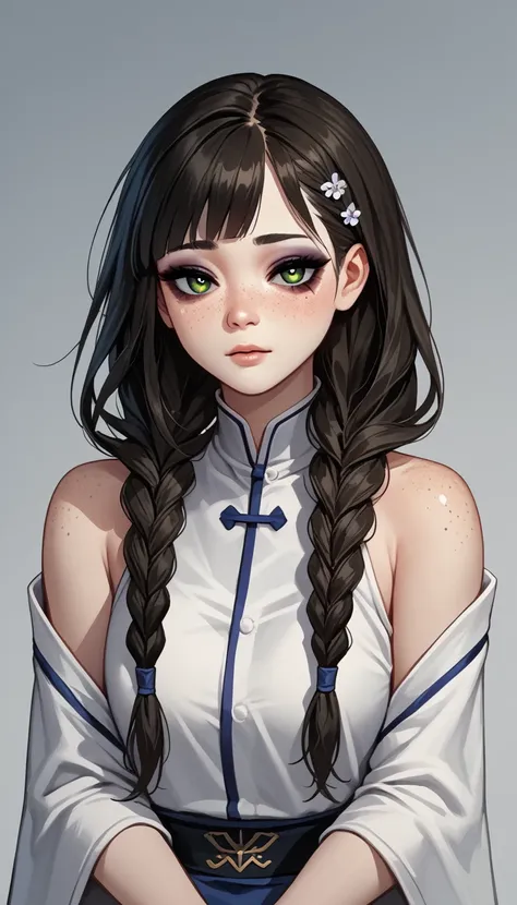 (zPDXL2), (PonyXLV6_Scores), source_anime, Expressiveh, solo, four-quarter portrait, BREAK

1 girl，Korean girl, asian girl, Sexy green long hair，front bang, small side braids，Hair shine，Skin details，Beautiful facial features，healer, pharmacist, Exquisite m...