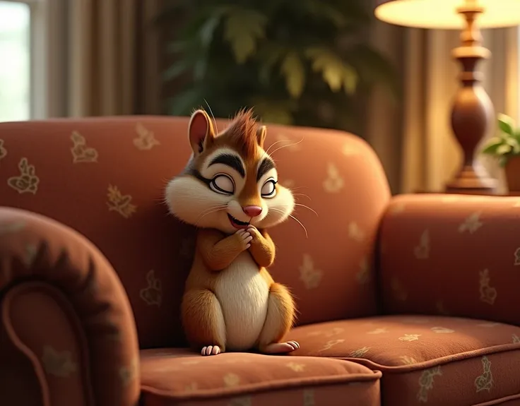 Alvin sitting on the couch in embarrassment, 4K, movie version