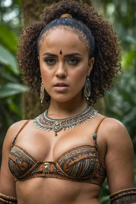 Looks like Nathalie Emmanuel, Extremely gorgeous, thick figure, 4 Woman, perky tight breast, wide body, wide hips, Full figured Amazonian Tribal woman, Close up, amazing quality, masterpiece, best quality, hyper detailed, ultra detailed, perfect anatomy, p...