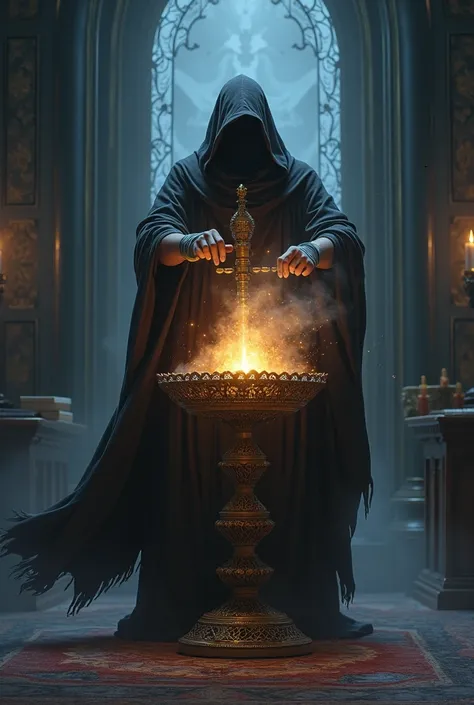 A wizard piercing a lamp