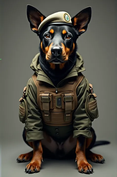 Picture of my dog in a special operations leader outfit 