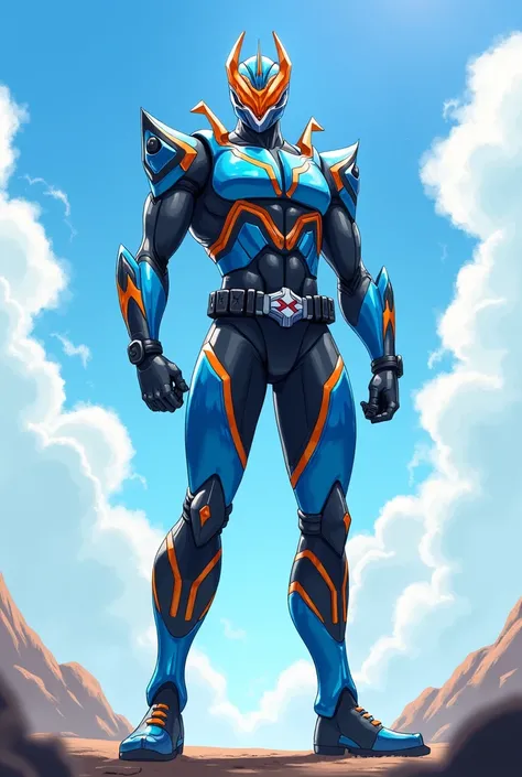 Kamen Rider Tempo Sky Blue Armor with Orange and Black 