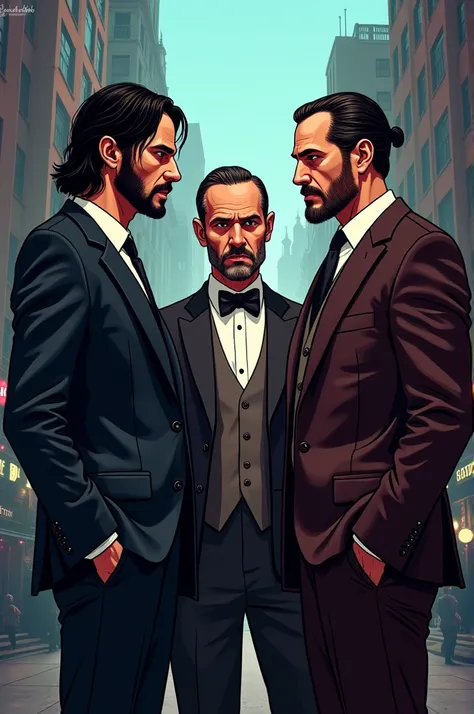 John wick the godfather and thomas shelby together cartoon