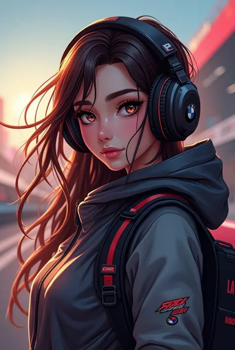 A gamer girl who has brown hair and brown eyes she is beautiful  who loves to challenge people on nfs payback games and loved cars is a bmw fan and she is very cool and she is anime she is from Pakistan 