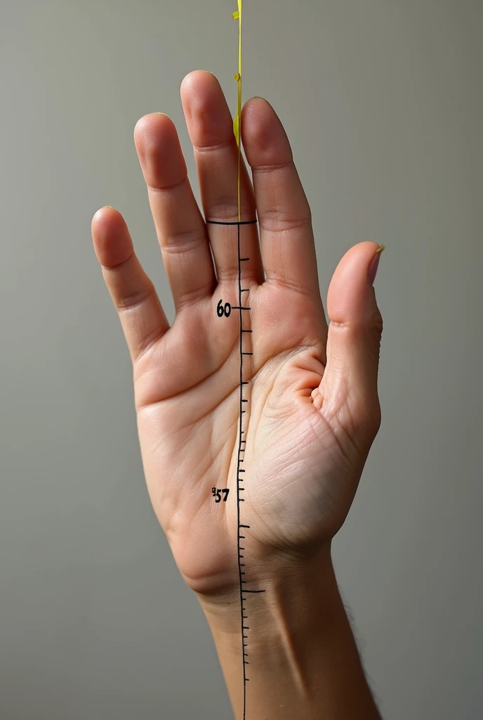 A hand measuring a span