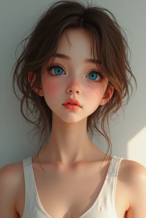  blue eyes brown hair 
