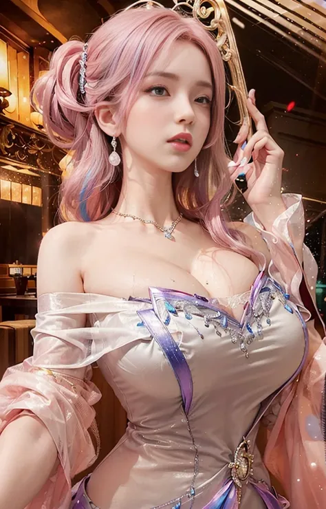 2，(((bishoujo，beautiful girl，deep v，rainbow hair color，open cloths，silk，exposed breasts，((pure and sexy:1.2))，((sexy play:1.2))，...