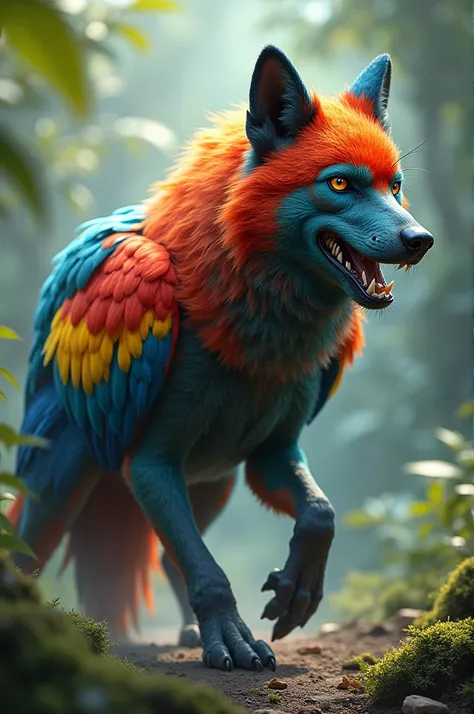 
6. Wolf+Parrot: Visualize a colorful, intelligent creature that can mimic sounds and hunt in packs.