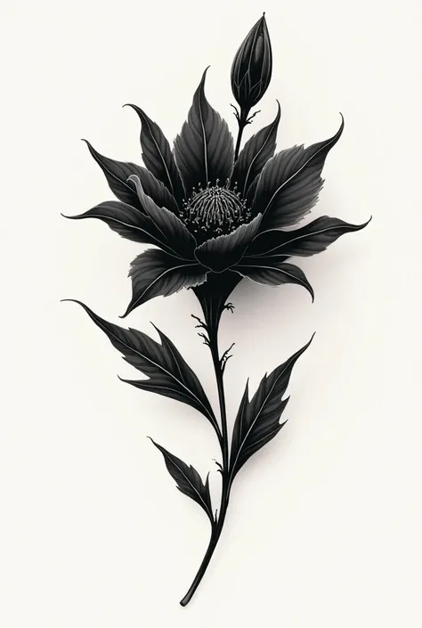 Blackwork tattoo flower desing shadow vector

