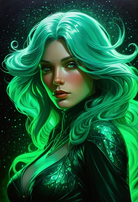 comics antagonist heroine Color Field Painting, Graffiti Art, Short Lighting, Zoom Lighting, Telephoto Lens, Emerald Color, Obsidian Color,
Saffron Colorr, Astral-aura, Diamond Dust, Gangster, Aurora Borealis Backdrop, Photo-realistic, By Alphonse Mucha