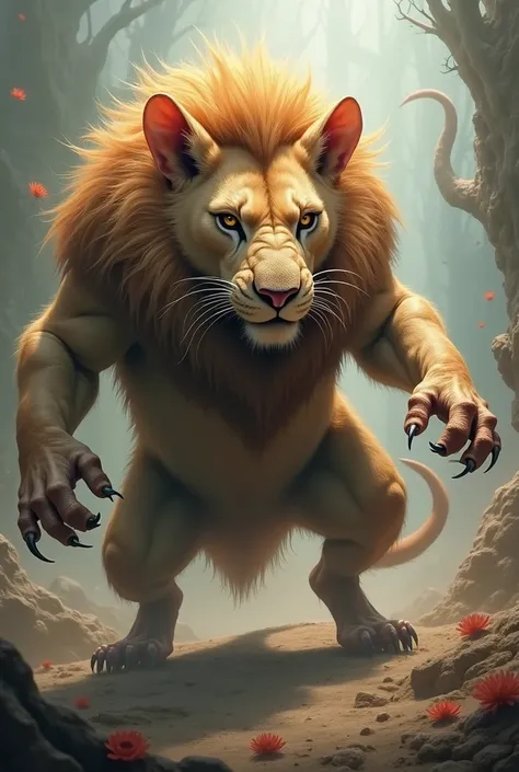 Rat and lion hybrid fusion image
