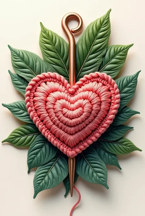 Logo Design crochet needle crochet heart Flower Leaves