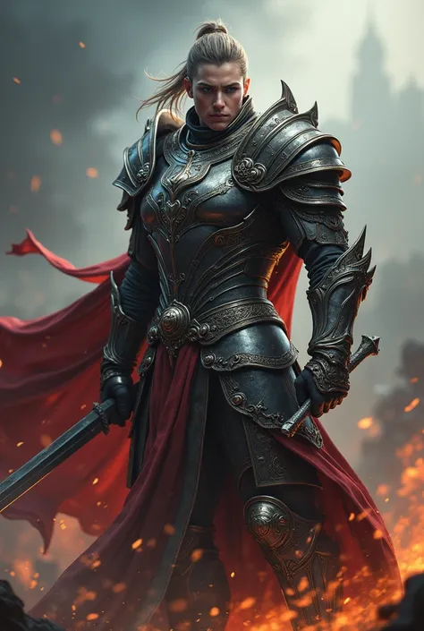 1 stunning Paladin, epic fantasy battle, intricate details, highly detailed, masterpiece, 8k, photorealistic, hyper realistic, dramatic lighting, dynamic poses, cinematic composition, intense action, chiaroscuro, vibrant colors, dark and moody, dramatic sh...