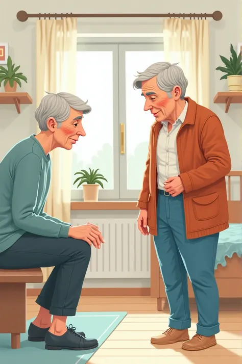 Create 4 illustrations: 2. **Main Causes in Old Age**:
   The causes of urinary incontinence in the elderly include natural aging, which causes the pelvic floor muscles to weaken, neurological disorders (como Alzheimer e Parkinson), hormonal problems in po...