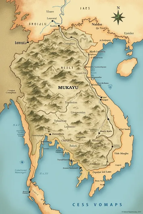 Send me the map of Laos but written Mukayu instead of Laos in a nice small font