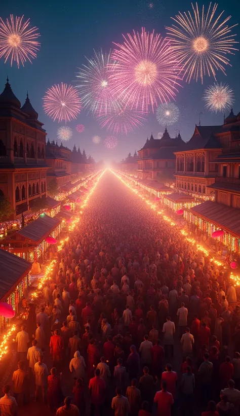 Amazing view of a Indian festival of lights Diwali at night, in High Resolution