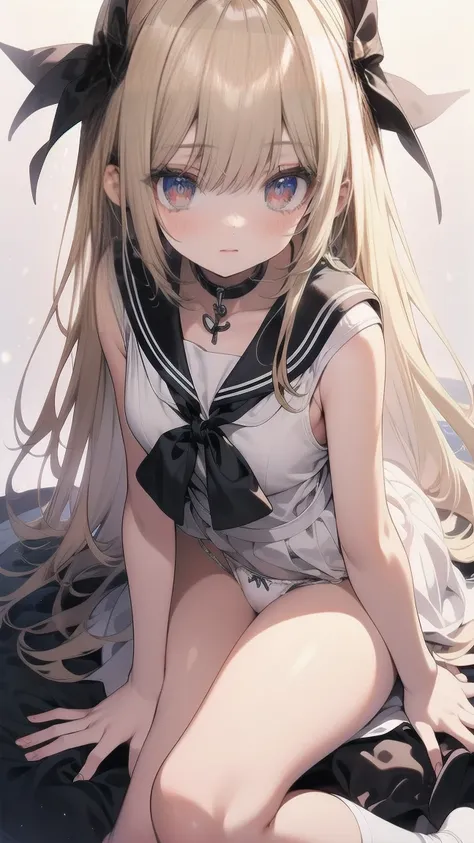 One girl, solo,,High resolution, chest, Turn around and look, smile, Blushing, Blonde, Headpiece, accessories, Long Hair,  High resolution, masterpiece, Anatomically correct, Best Quality, High detail, Very detailed, 大きなchest, Anime Style,High school girl,...