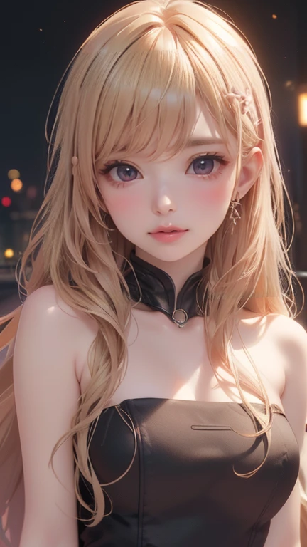 beauty, hidden face, 1 female, high quality, (【8k, desktop, The best, official art, beauty詳細, beauty的燈光, ((Multicolor, a girl, night, [Dark, blond, View viewer, Upper Body, live audience, Limited Edition Palette, Black background, shine,