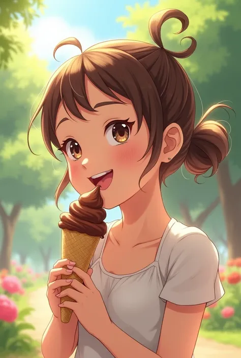 A girl eating ice cream 
