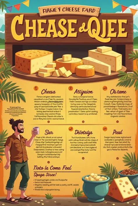 Create a flyer for a stall 

**Mr. Ivanildo&#39;s Cheese and Cheese Breaking Stand**

Visit our stall at the Canafístula Fair in Frei Damião! Here, you will find a delicious selection of cheeses and the famous quebra queijo. We also have fresh breads, refr...