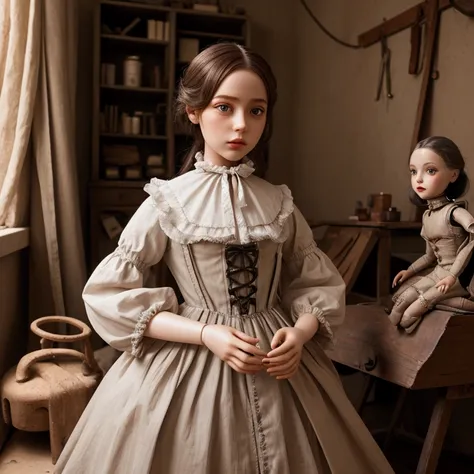 Image of the main character Iris from the book The Doll Workshop