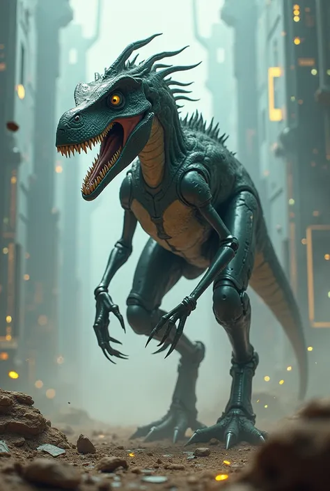 Cybernetic Velocirapto, advanced dinasaur species, telekinetic dinasaur, humanoid dinasaur, very evolved dinasaur species