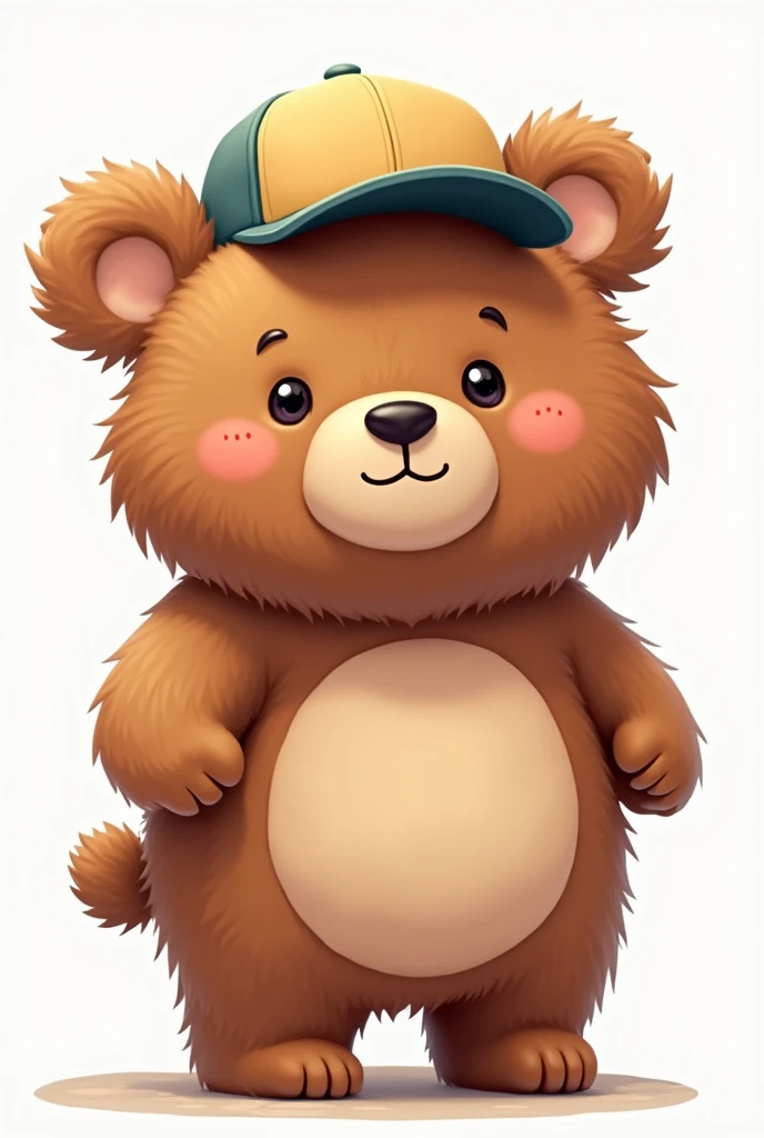 Create a Brandlogo, a cute and big bear, with a fitted cap, transparent background, just head