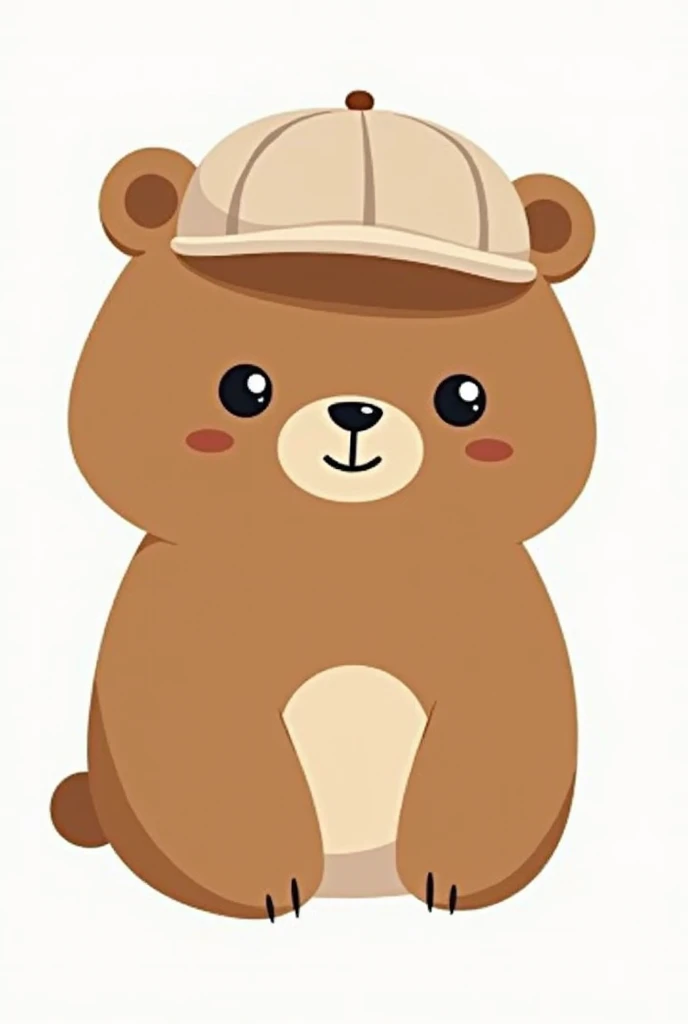 Create a Brandlogo, a cute and big bear, with a fitted cap, transparent background, just head, minimalistic