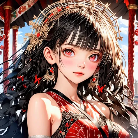 a beautiful young chinese girl (anime style 8k, hdr, uhd, intricate details, extremely intricate details, hyperrealistic, extrem...