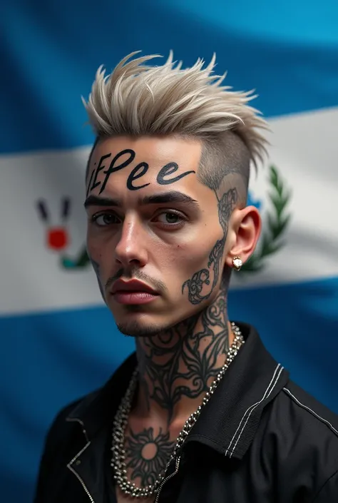 I want Lil Peep with all his tattoos and the flag of Nicaragua, the largest country in Central America. 