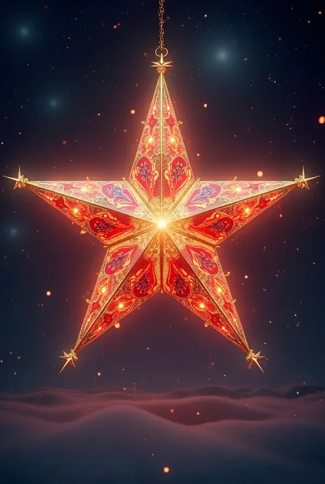 Christmas star red and gold , uncommon,make it easy