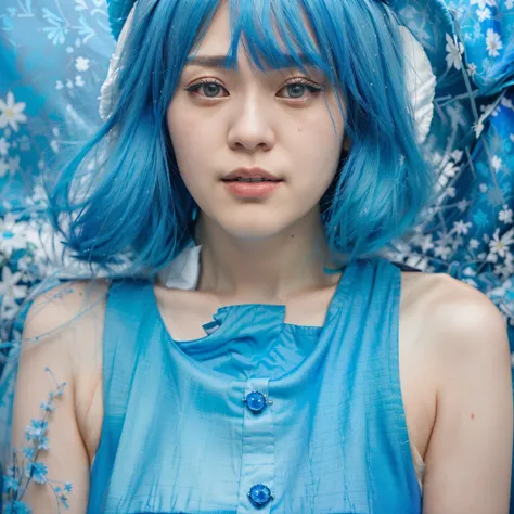 arafed woman with blue hair and a blue dress and a blue hat, portrait of lain iwakura, sui ishida with black hair, inspired by Miwa Komatsu, girl with blue hair, portrait of a japanese teen, inspired by Itō Shinsui, yasumoto oka, kaoru mori, color portrait...