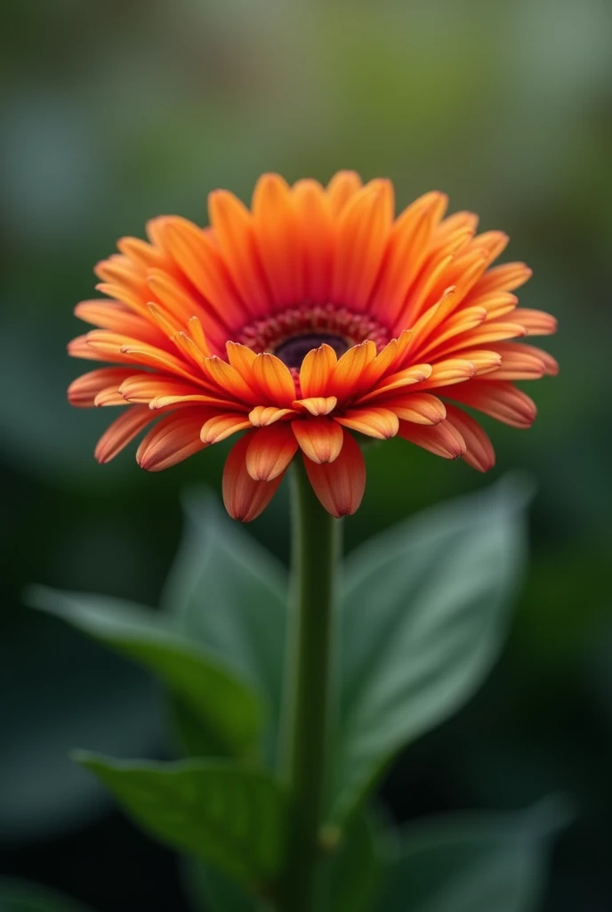 A beautiful little gerbera, in a garden with little light