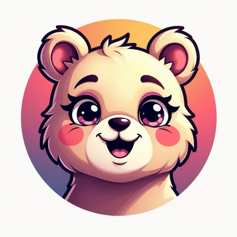 Logo of a cosmetics company, the logo has a bear with makeup, bright colors