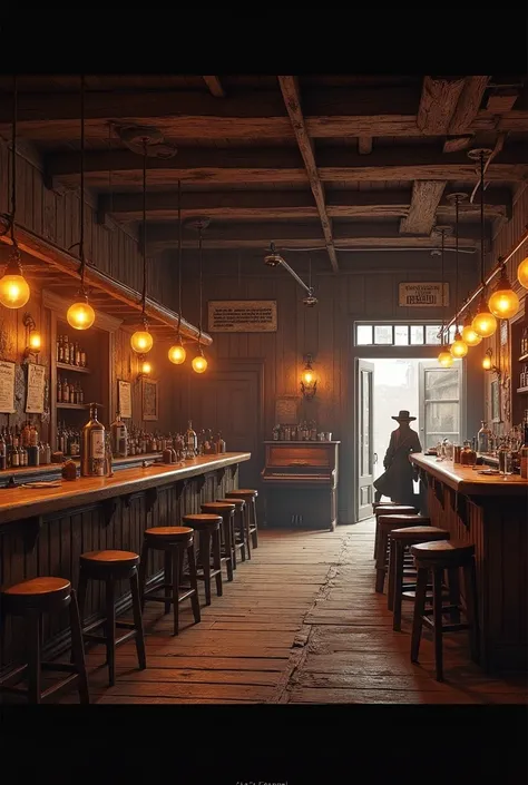 create the image of the inside of an old west saloon 