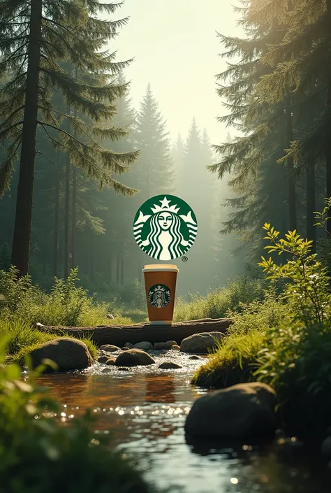 Make an advertisement for outdoor advertising, giver, the starbucks, without people