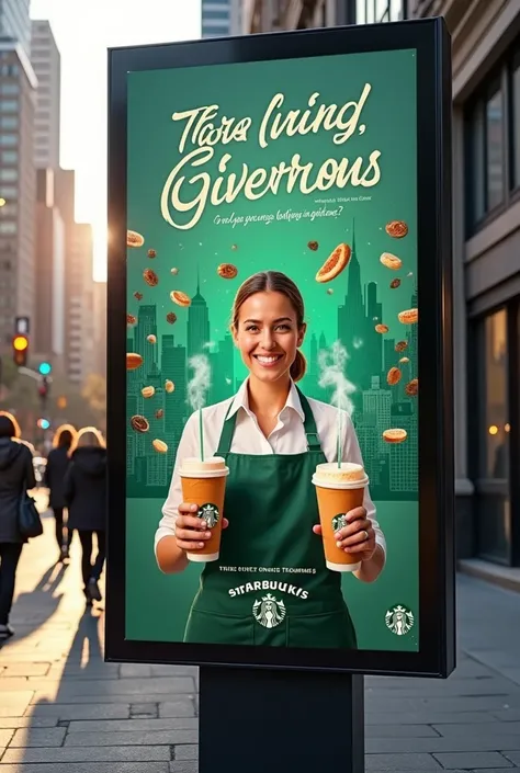 Make an advertisement for outdoor advertising, giver, the starbucks