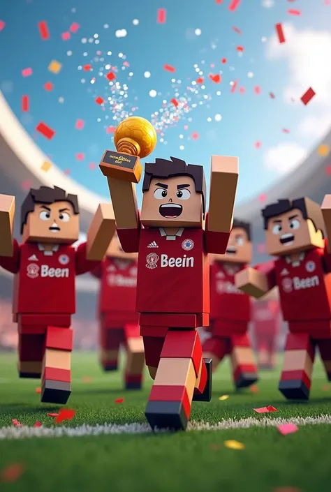 Minecraft&#39;s fictional football Bayern Leverkusen wins the Europa League and is celebrating.