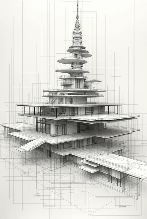 Architectural Design On Paper From Blueprints, Very realistic, Full Detailing, masterpiece, Maximum Accuracy,