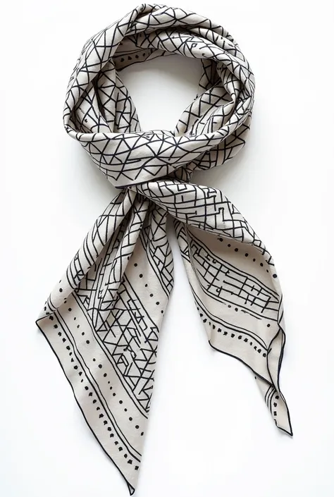 A scarf pattren similar to a Dior scarf with the design of Irans historical monument, white background and black lines
