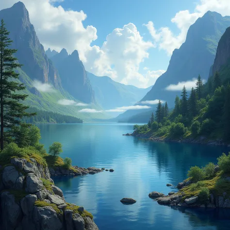 Landscape painting at Loch Ness in Scotland, Bela arte UHD 4K, 8k stunning artworks, Highly detailed digital art in 4k, Arte Digital Fina 4K, art fantasy 4K, Concept Art Wallpaper 4K, HD 4k illustration wallpaper, Fantasy with 4K details, High quality deta...