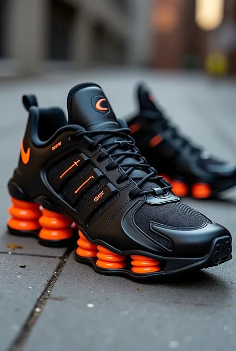 nike shox nz black with orange springs 