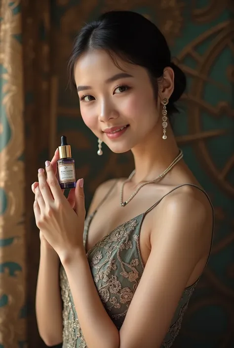 Ultra detailed hd 8k, (realistic photo:1.2), (masterpiece: 1.2),myth,argent,kebaya,Scroll,batik,sleeveless, treasure,universe, face the camera, smile, 1 girl, cute girl, beautiful girl, indonesian model, white healthy skin, delicate eyes, tied-up hair, eth...