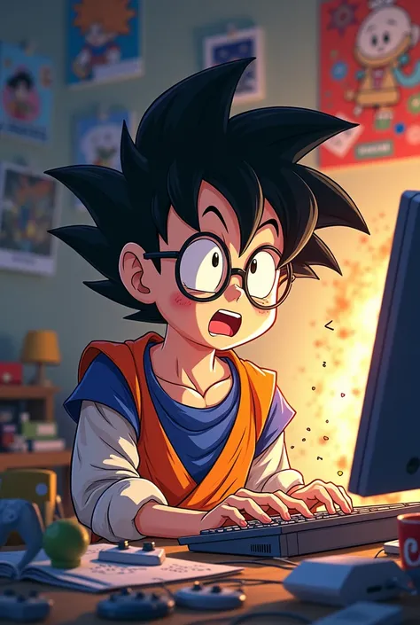 Generates a boy loves being on the computer but Goku breaks his computer 