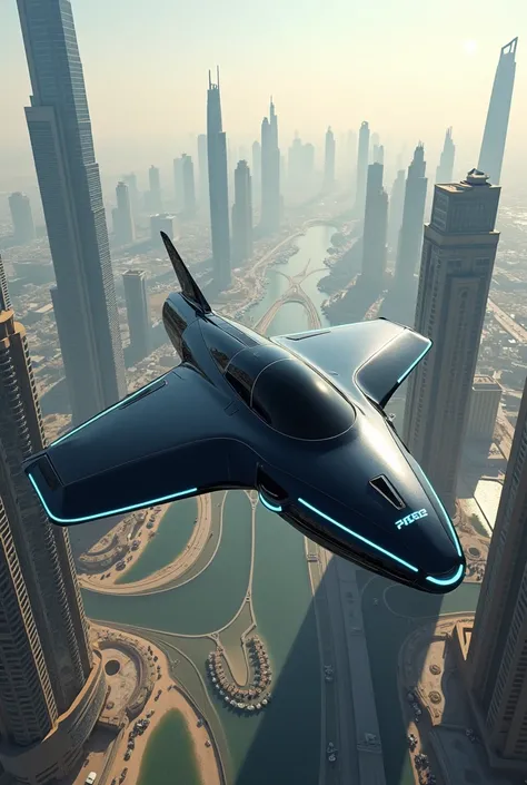 Car flies over Dubai in black 