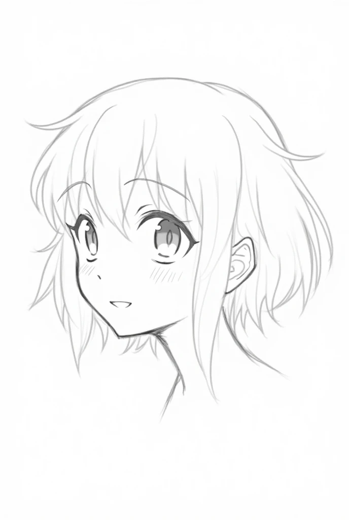 Create an anime head sketch (without physiognomy) to draw over and please (leave the sketch horizontal)