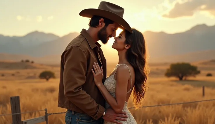 Realistic image Couple in love cowboy