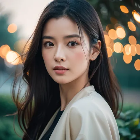 “A beautiful 2 Asian woman., Film style, Use Kodak Portra 400 film., ภาพถ่ายระยะไกลHigh qualityระดับ 3D, 8k, Resolution 45 million pixels, The young woman has a round, bright face., Long straight black hair, Ponytail, Extra long up to 3 meters, My hair blo...