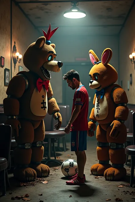 Freddy Fazbears kissing Messi 